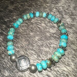 Turquoise Beaded Bracelet with Silver Accents